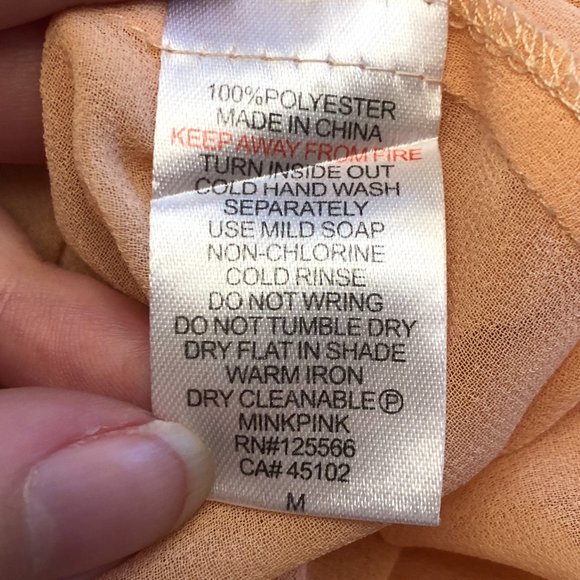 MinkPink Sheer Peach Button-Up Blouse | Balloon Sleeve | Size M - Picture 8 of 10